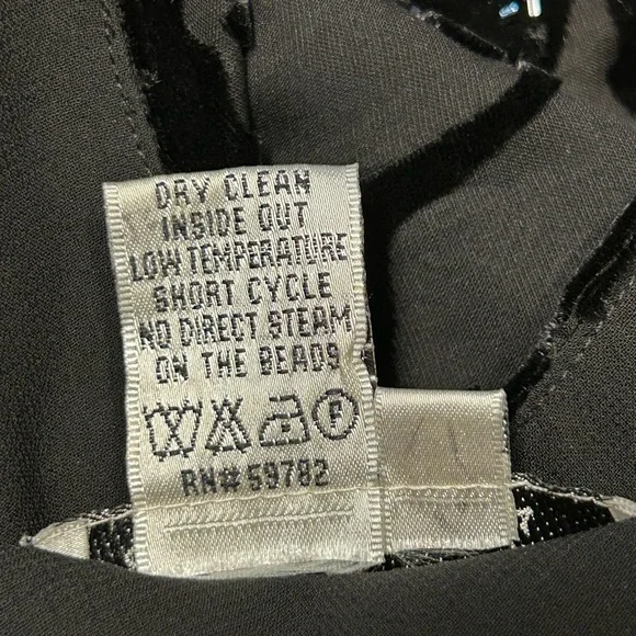 Adrianna Papell Black Beaded Top Whimsy Y2K Goth Witchy - Picture 11 of 11